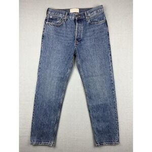 Everlane The Relaxed Straight Jeans Womens 26 Blue High Rise Button Fly Denim